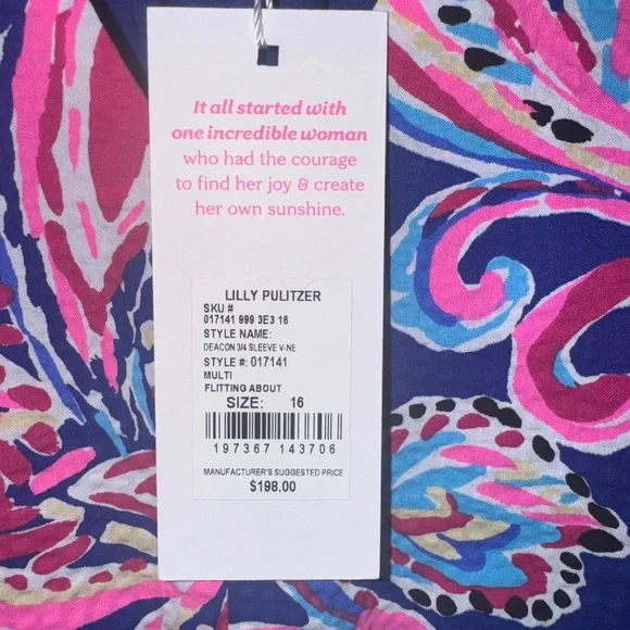 NWT Lilly Pulitzer Deacon Dress Multi Flitting About Size 16